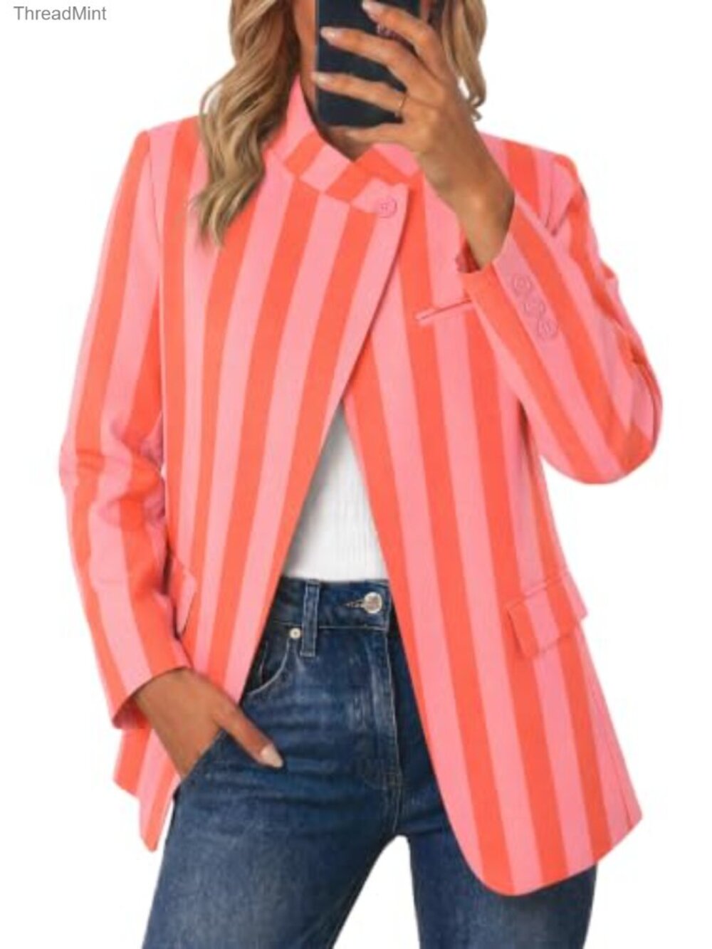 Cicy Bell Women Plaid Blazer Business Stand Collar Open Front Suit Jacket